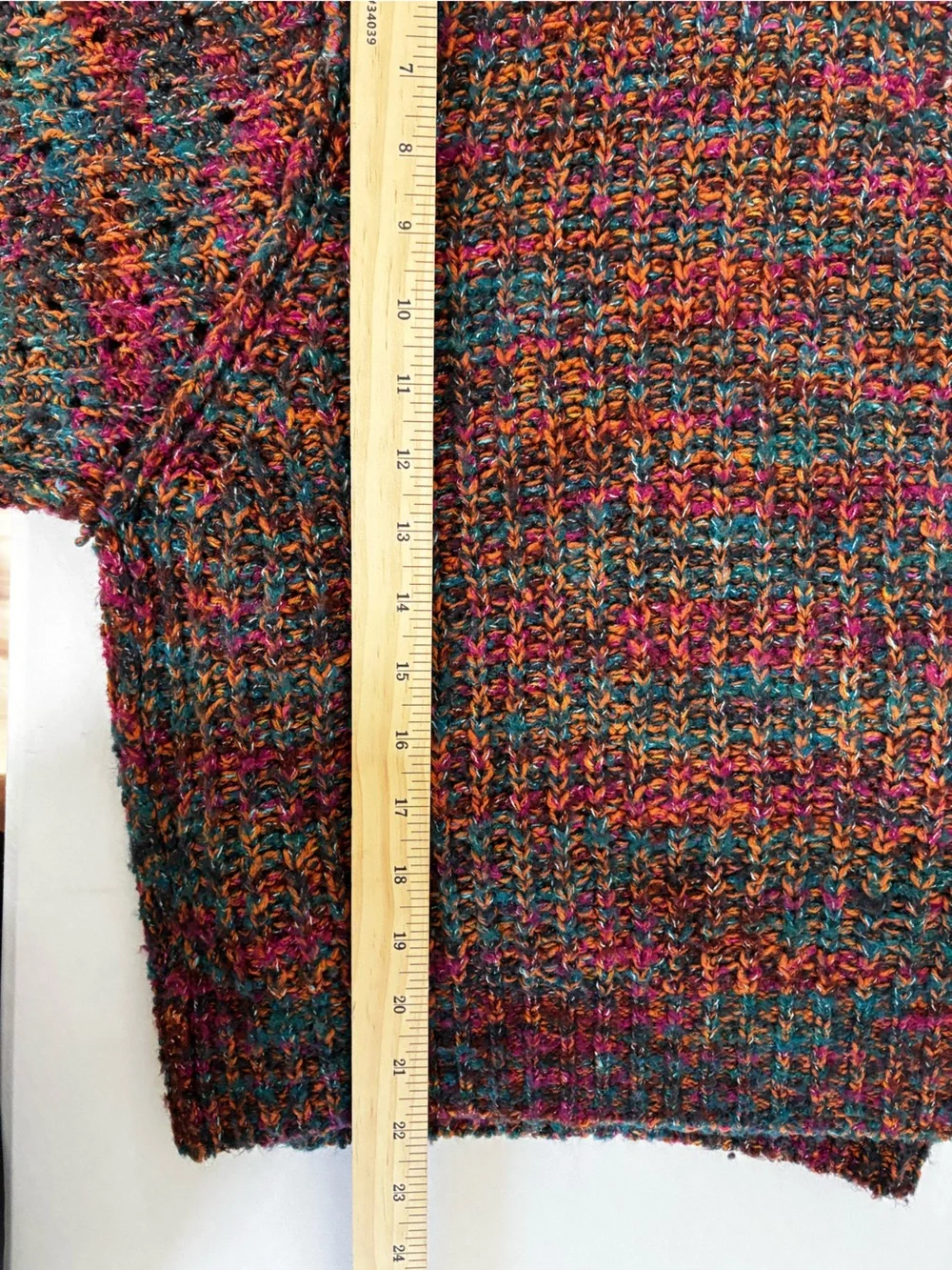 Free People Multicolor Marled Knit Oversized V-Neck Sweater Size Large Boho
